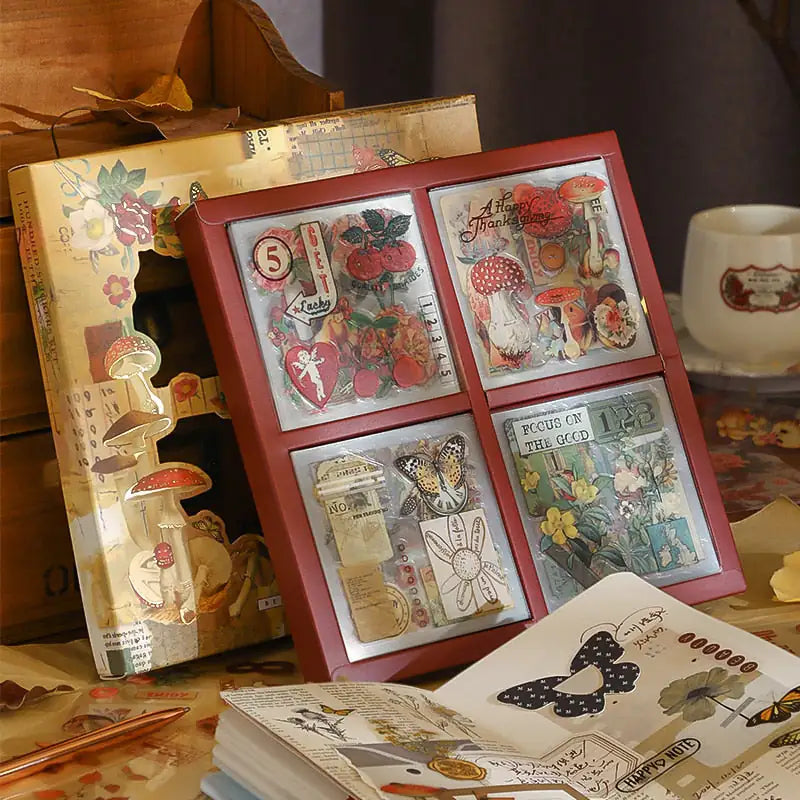 Vintage Nature Sticker Set-100 Pieces