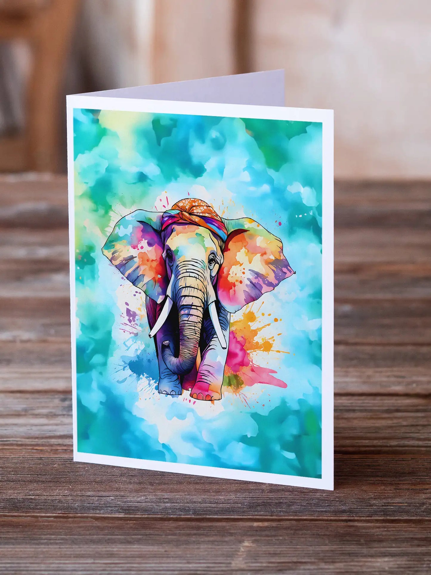 Hippie Animal Elephant Greeting Cards