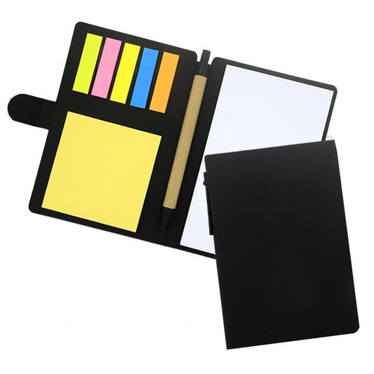 Compact Notebook Set with Sticky Notes and Pen