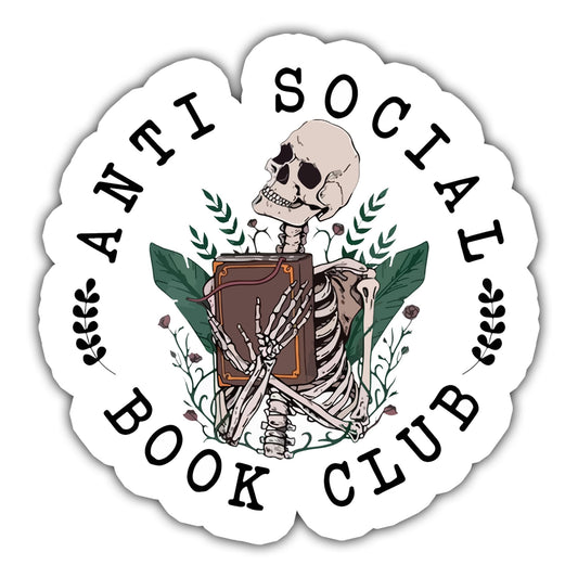 3PCs Anti Social Book Club Sticker Funny Book Sticker Laptop Sticker Bookish Gift Emotional Support Kindle Sticker Smut Sticker Water Bottle Sticker Reading Decal Bookish Gift
