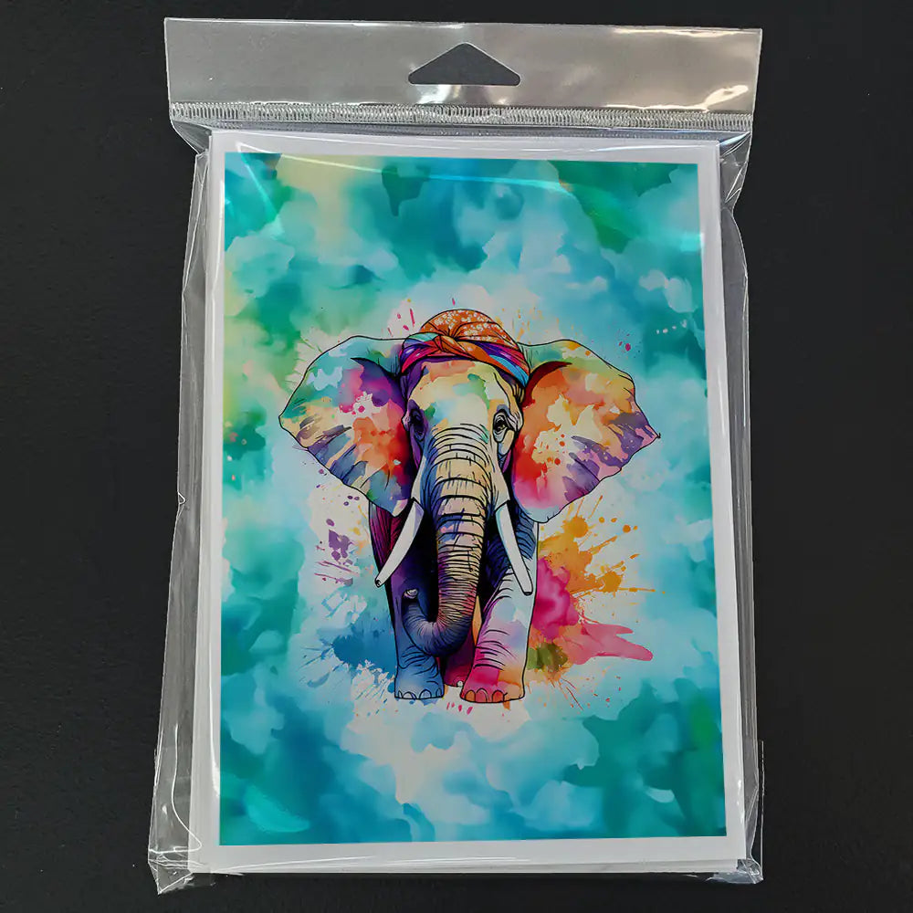 Hippie Animal Elephant Greeting Cards