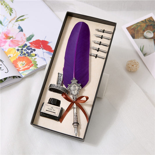 Vintage Feather Quill Pen Set with Ink - Business Gift