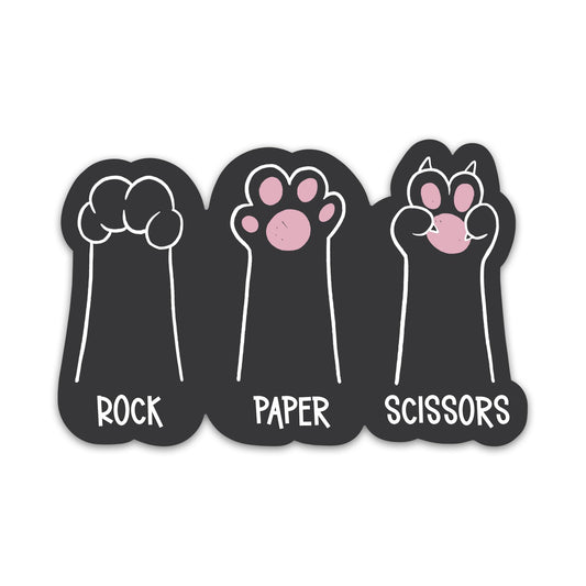 Rock Paper Scissors Sticker for Cat Lovers Cute Cat Paws Sticker for Laptop Tumbler Water Bottle Vinyl Waterproof Sticker Cat Paws Decal
