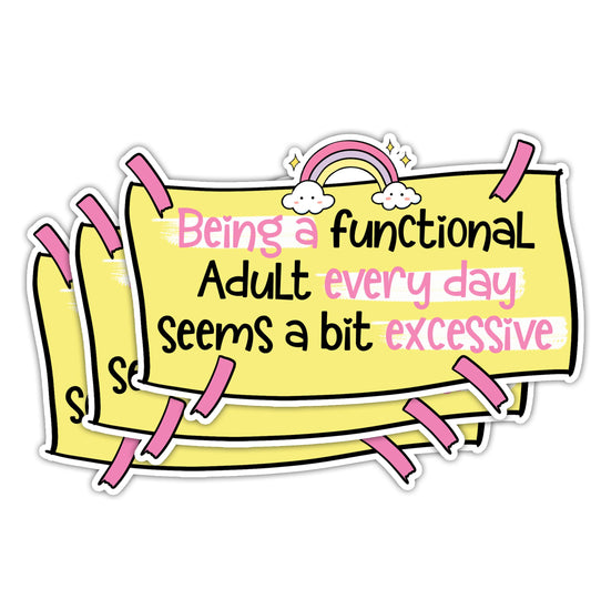 (3PCS) Being A Functional Adult Everyday is Hard Sticker Hard Hat Sticker Funny Sticker for Adults Decals for Tumblers Adult Sticker Computer Sticker Laptop Skin Stanley Cup Sticker