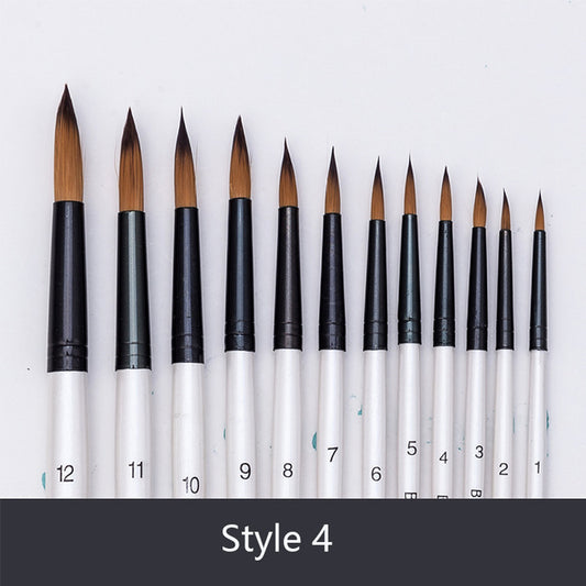12pcs Nylon Hair Wooden Handle Paint Brush Set