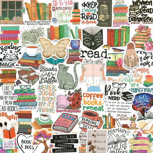 200PCS Book Stickers for Kindle Bookish Stickers Booktok Reading Stickers for Water Bottles Laptop Phone Accessories Vinyl Waterproof Stickers for Book Lovers Teens Adults