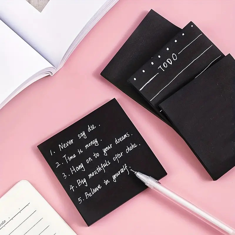 Creative Black Tearable Sticky Notes for Office (50 Sheets)