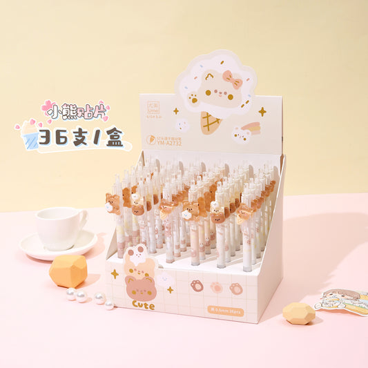 Cute Bear Push Pen - 0.5mm Gel Pen for Students