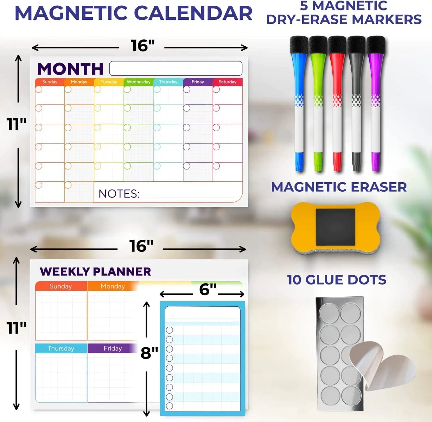 Dry Erase Magnetic Calendar Set