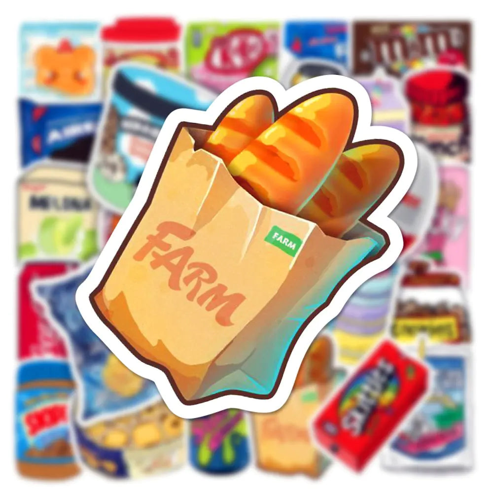 50/100pcs Snack Stickers