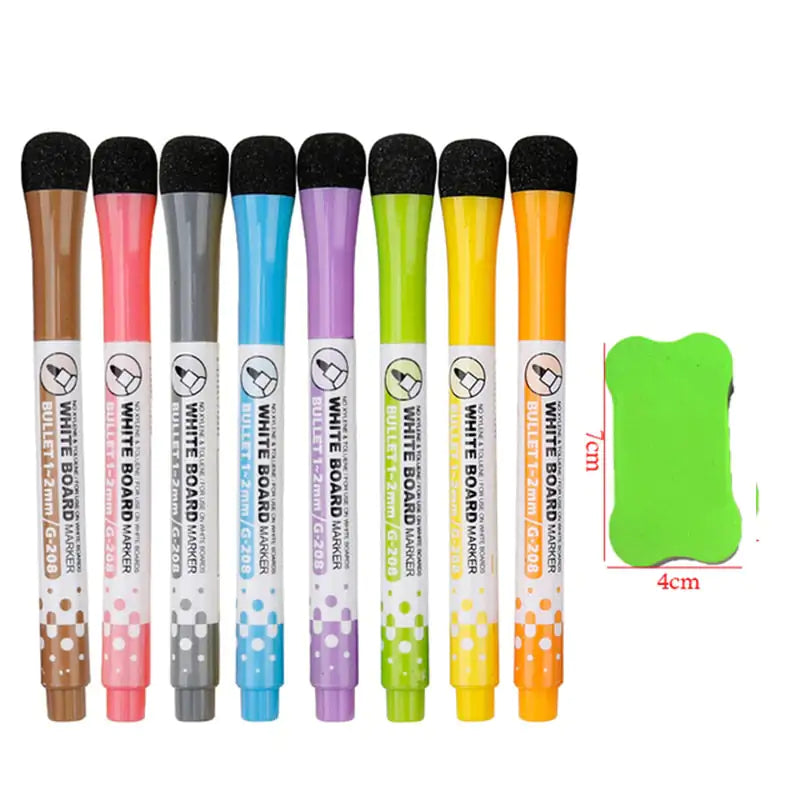 8 Colors Magnetic Fine Tip Dry Erase Markers