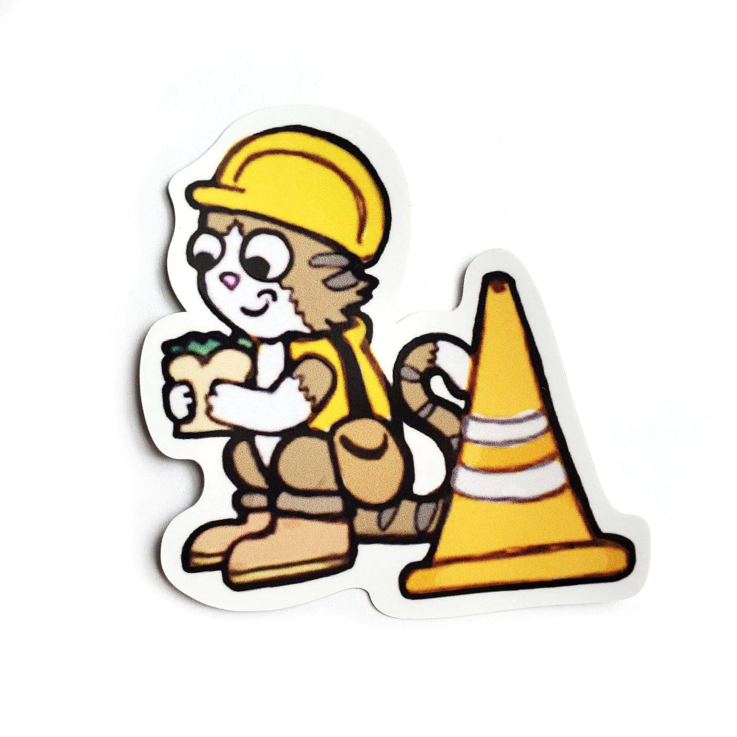 Construction Cat Sticker