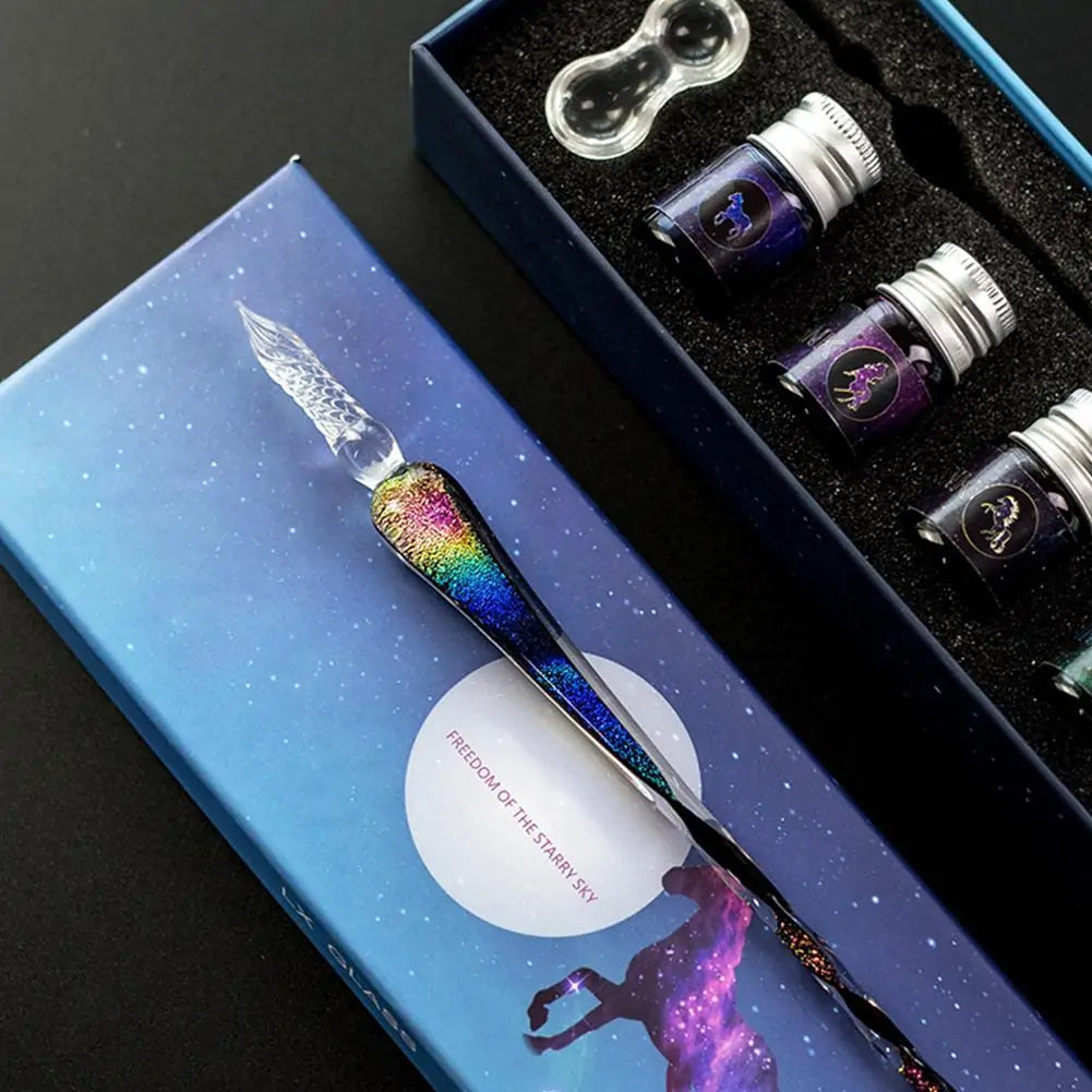 Rainbow Glass Fountain Pen Water Set