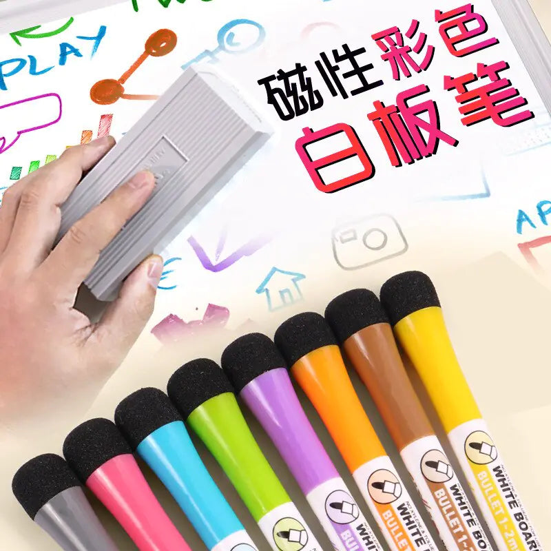 8 Colors Magnetic Fine Tip Dry Erase Markers