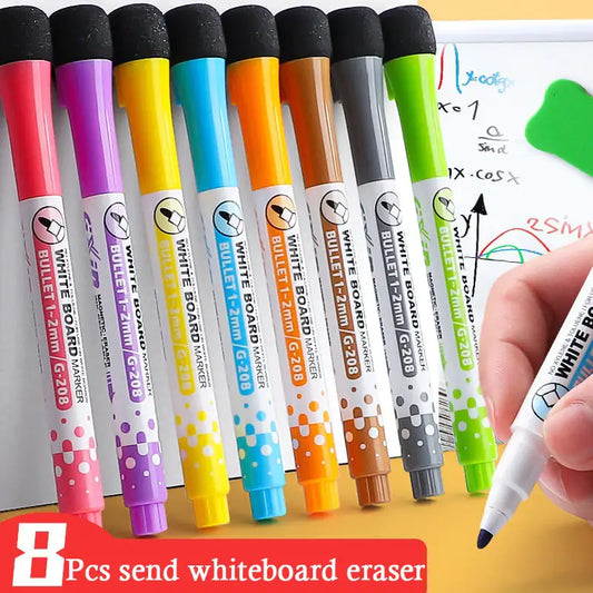 8 Colors Magnetic Fine Tip Dry Erase Markers