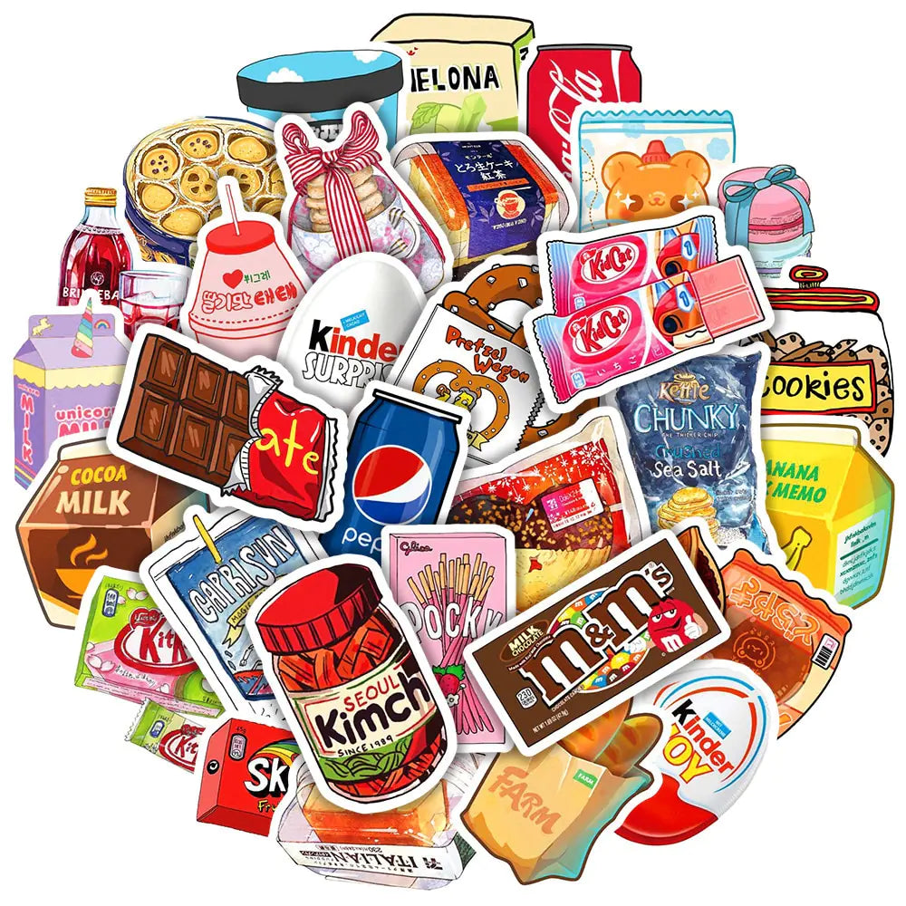 50/100pcs Snack Stickers