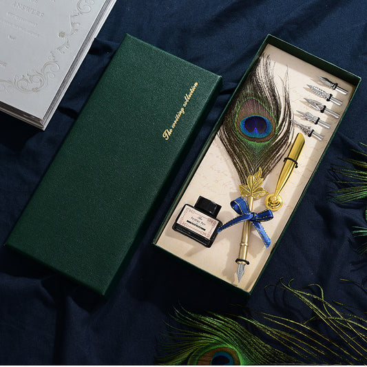 Vintage Feather Pen Set