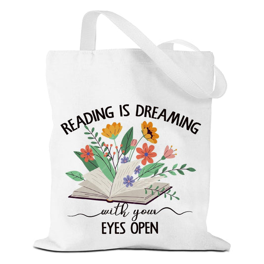 Book Lovers Gifts Tote Bag Bookish Gifts Reusable Grocery Bags Book Club Gifts Librarian Gifts for Readers Women Sister Best Friend Bookworm Beach Bag Weekender Bag for Christmas Boss Day Birthday