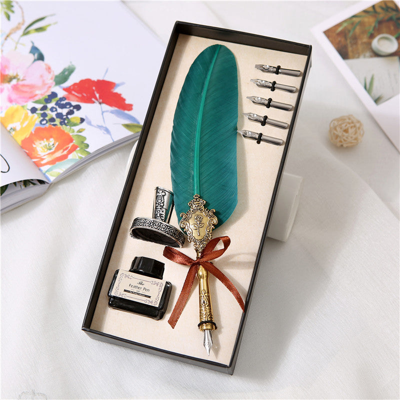Vintage Feather Quill Pen Set with Ink - Business Gift