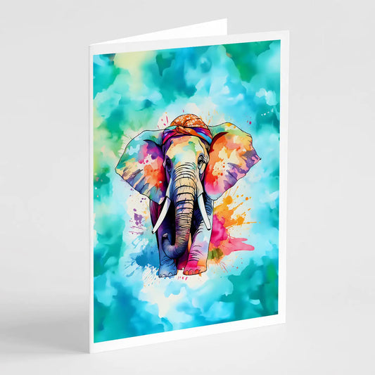 Hippie Animal Elephant Greeting Cards