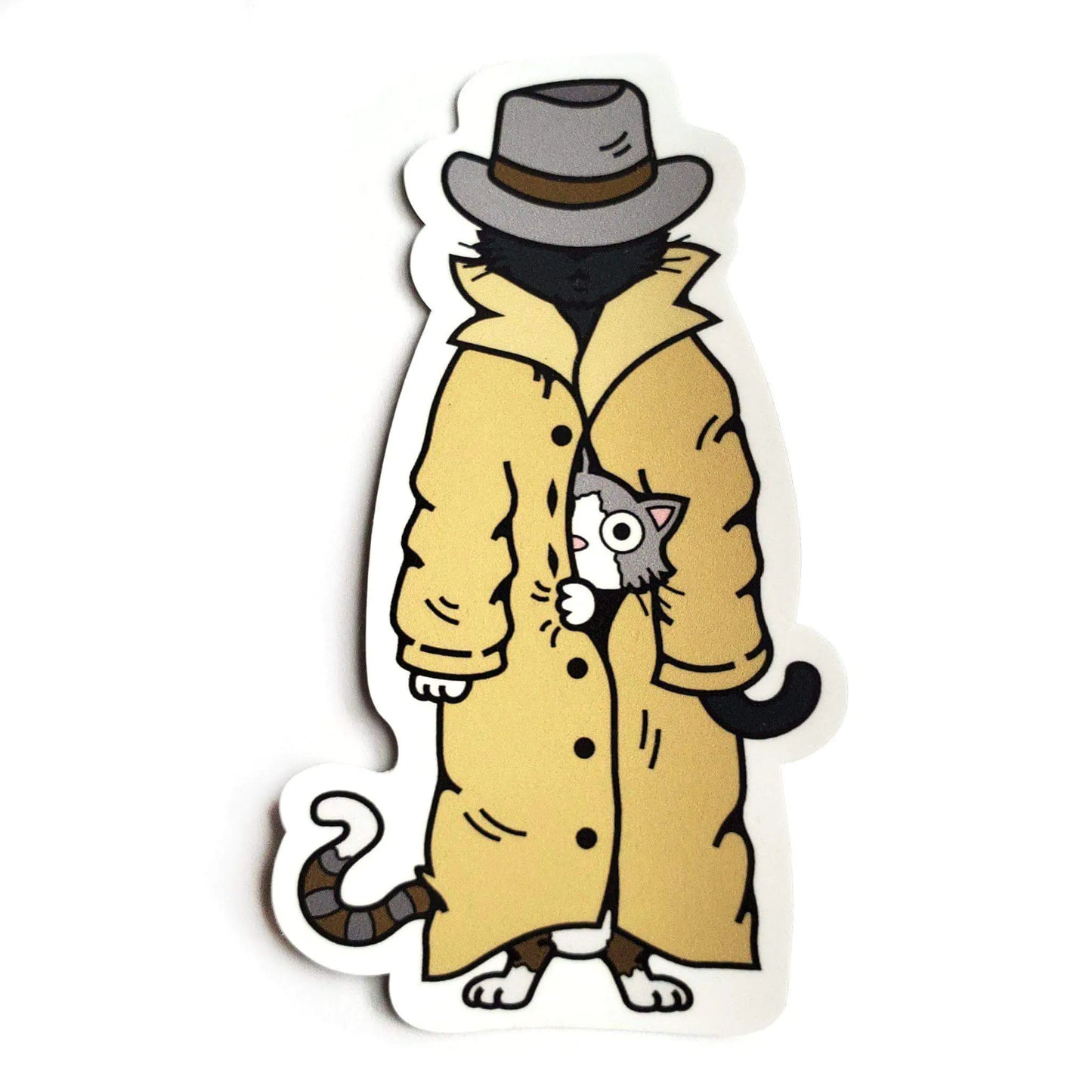 "3 Cats in a Trench Coat" Sticker