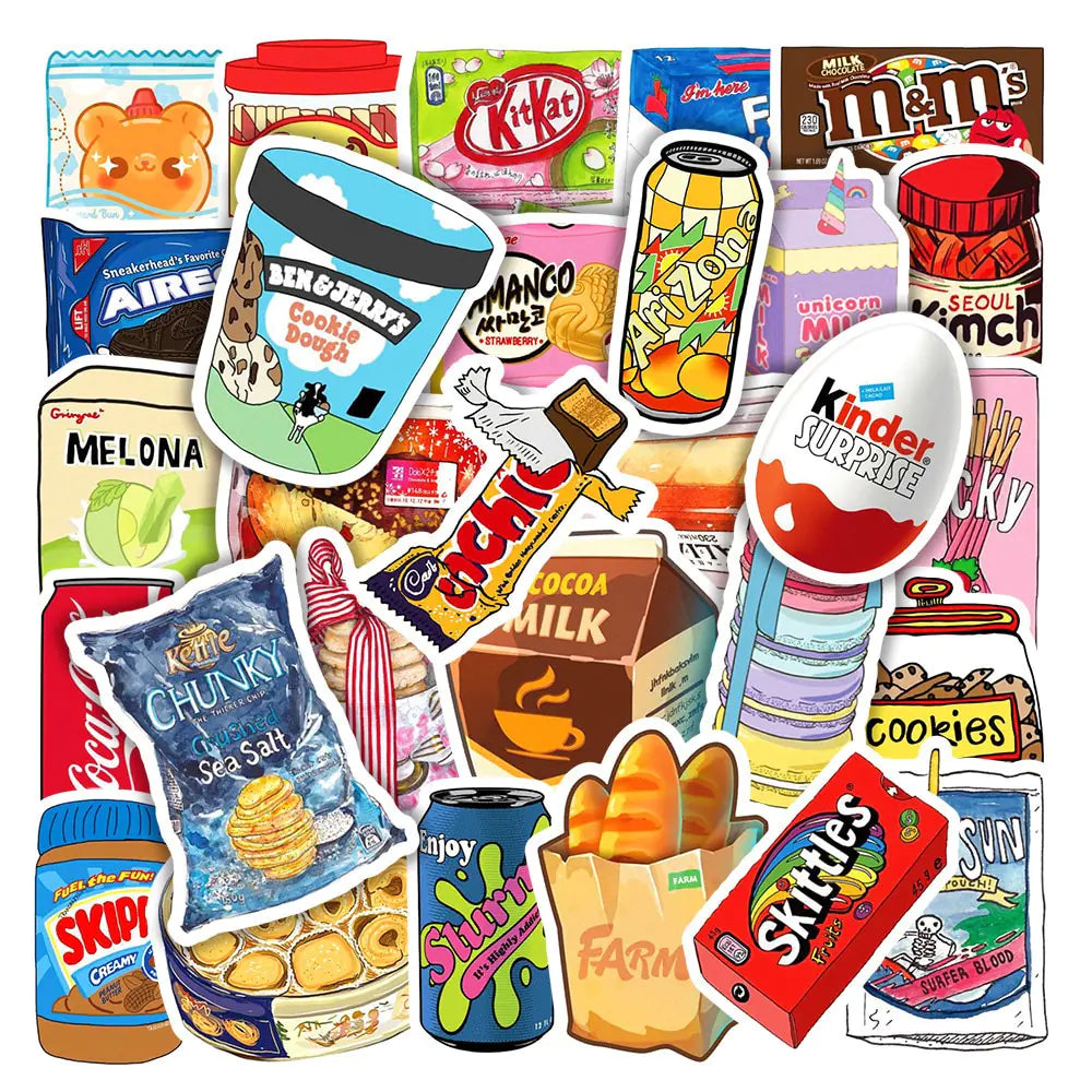 50/100pcs Snack Stickers