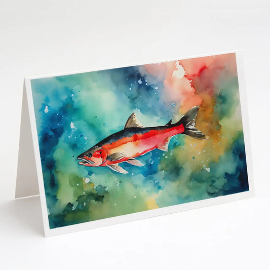 Salmon Greeting Cards Pack of 8